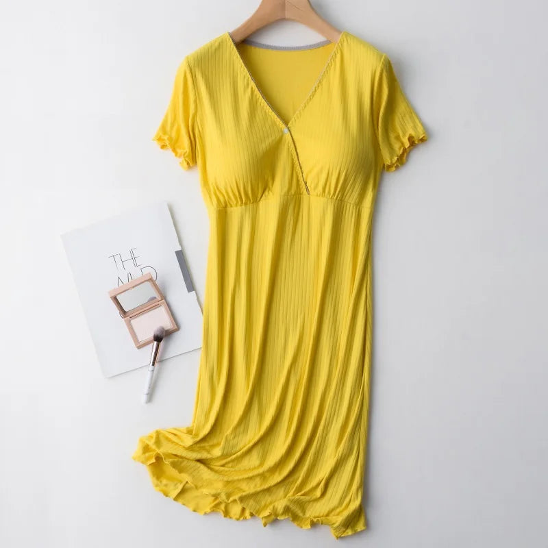 New Pregnancy Pajamas Sleepwear Nursing Pregnant Pajamas Mother Breastfeeding Nightgown Elegant Maternity Nursing Dress