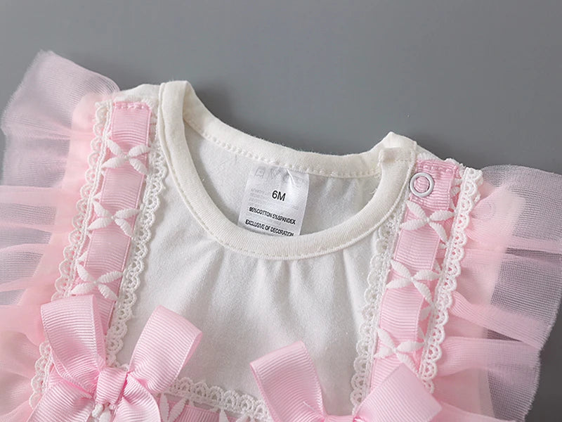 Summer Lace Bow Newborn Baby Girls Bodysuits