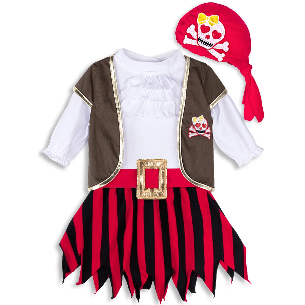 Baby Toddler Girls Pirate Costume Dress 5PCS 0-4 Years