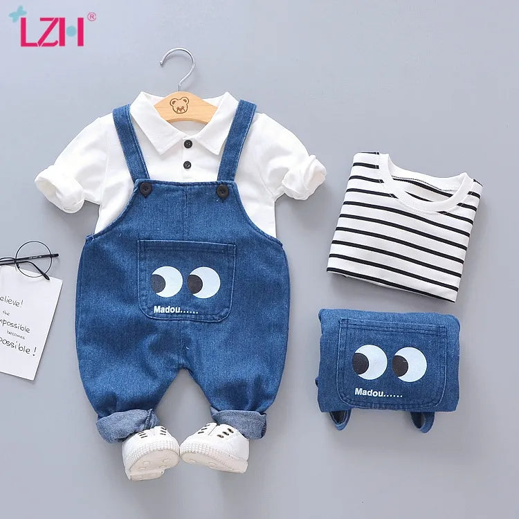 Newborn Baby Girls Boys Clothes 2022 Autumn Spring Baby Clothing Casual Strap Suit Outfit Infant Clothing Sets 6 9 12 24 Month