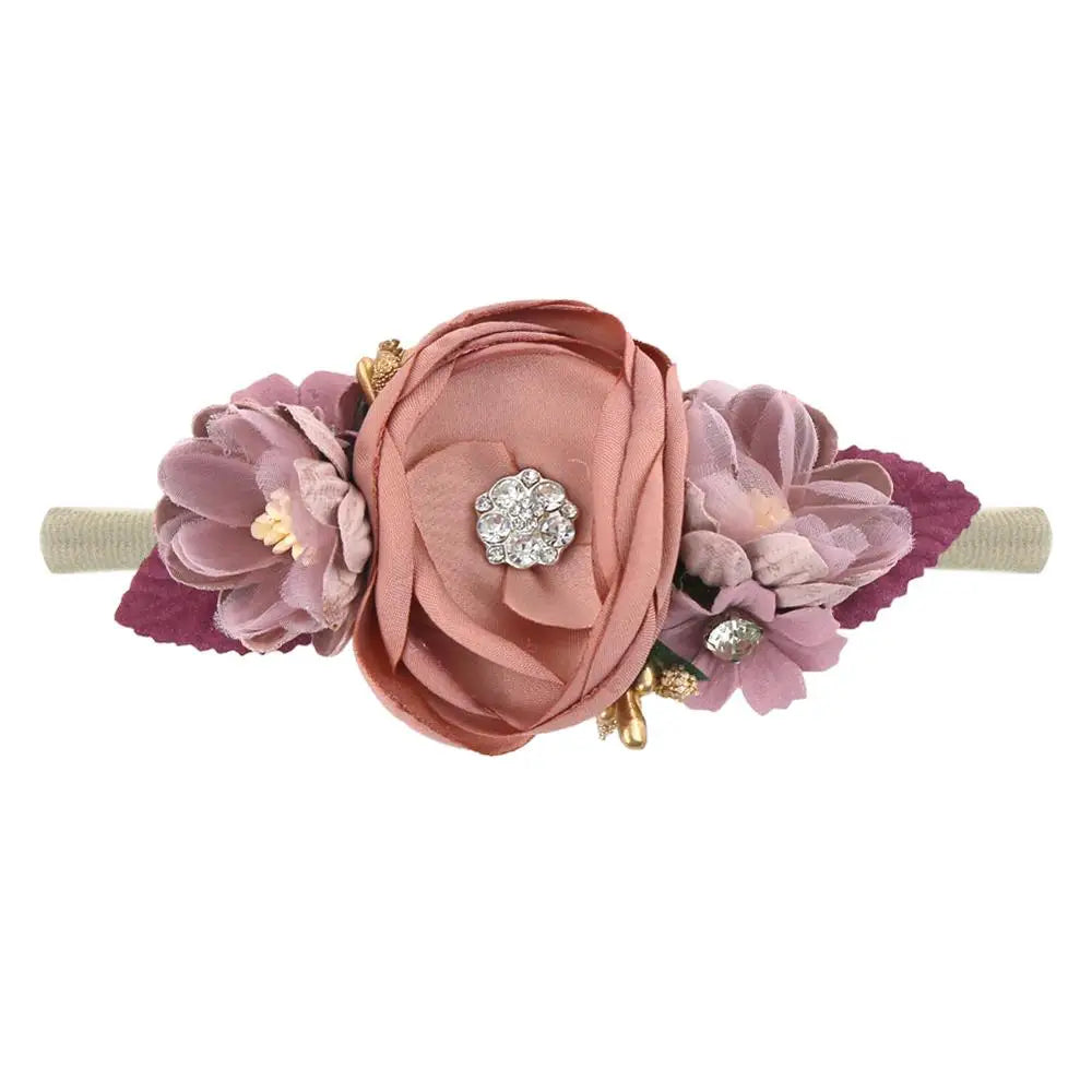 Baby Girl Headbands Nylon Floral Pearl Newborns Headband Princess