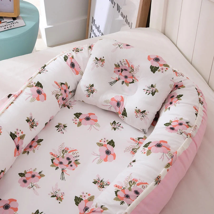 Portable Baby Bed Crib Baby Nest With Pillow Cushion Cotton Fabric Bassinet Baby Cot Cunas Para Bebes