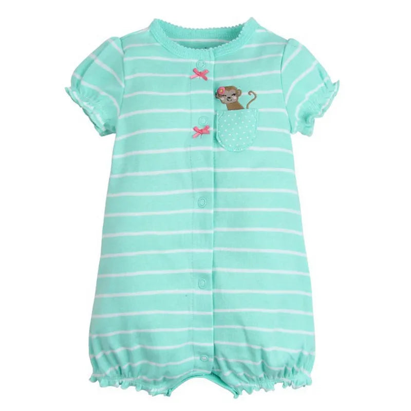 Summer 100% Cotton Newborn Infant Bodysuits 6-24