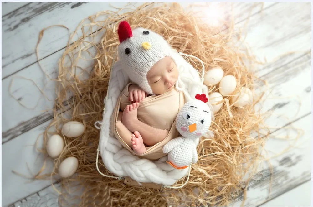 Newborn Cartoon chicken Doll Crochet Knit Accessory