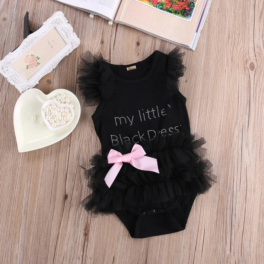 Infantil Baby Girls Bow Little Black Dress Fashion