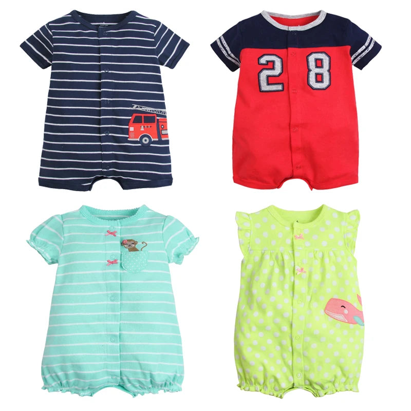 Summer 100% Cotton Newborn Infant Bodysuits 6-24