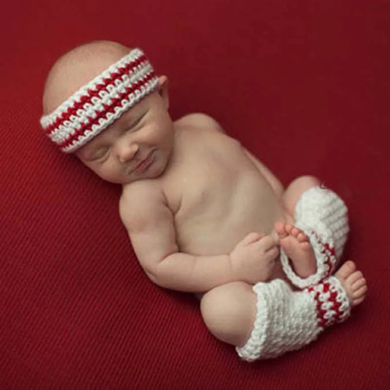 Basketball Newborn Baby Sweatband and Leg Warmers Set Crochet Sports Legwarmer Tube Socks Boy Photography Props Baby Cloth H226