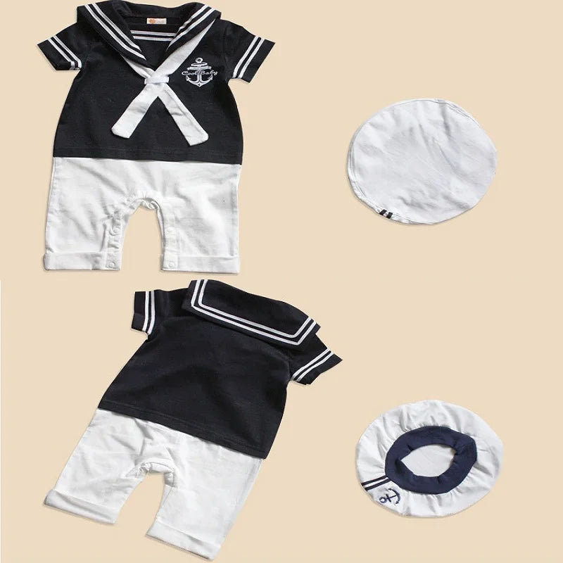 Baby Navy Sailor Newborn Clothes Baby Boys Jumpsuits100% Cotton
