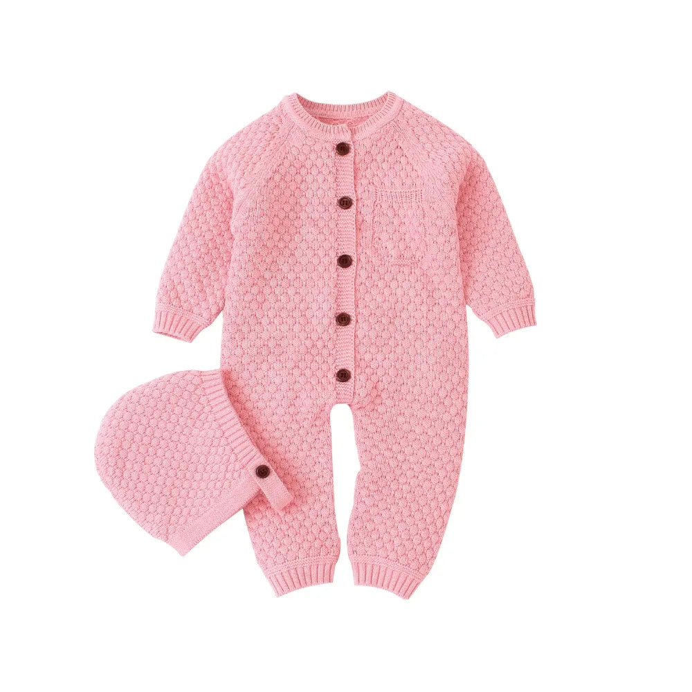 Baby Rompers Long Sleeve Infant Boys Girls Jumpsuits Clothes Autumn Solid Knitted Newborn Toddler Kids Overalls One Piece 0-18M