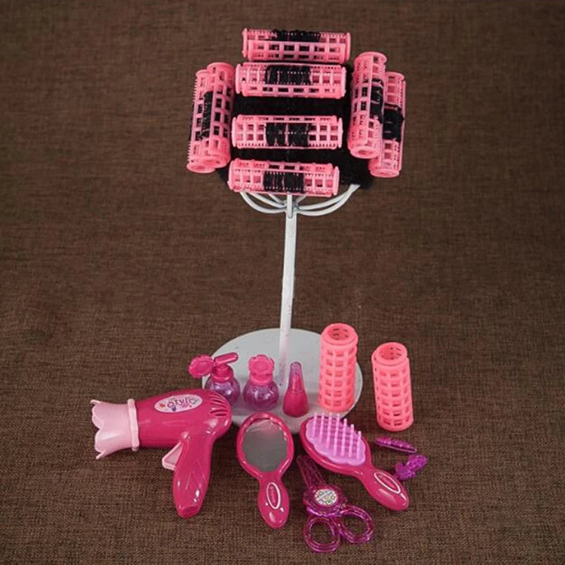 Toy For Newborn Photography Props Hairdryer Curls Set Mini Perm Rods Cap Baby Girls Bathrobe Photo Shooting Studio Accessories