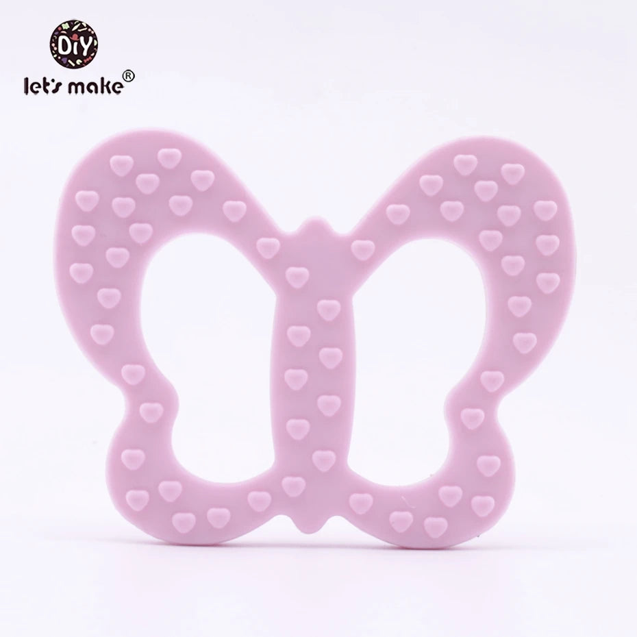 Let's Make Food Grade Silicone Butterfly Teether DIY Accessories Dummy Clip Rattles Pendant Nursing Necklace Charms Baby Teether