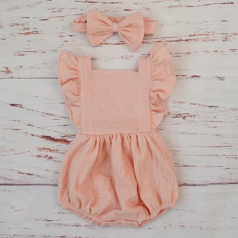 Organic Cotton Baby Girl Clothes Bodysuit Headband