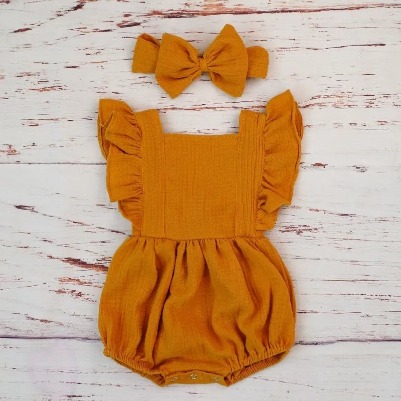 Organic Cotton Baby Girl Clothes Bodysuit Headband