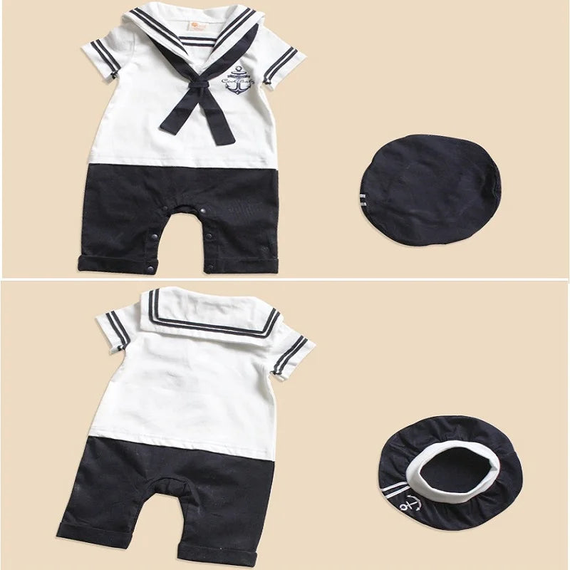Baby Navy Sailor Newborn Clothes Baby Boys Jumpsuits100% Cotton