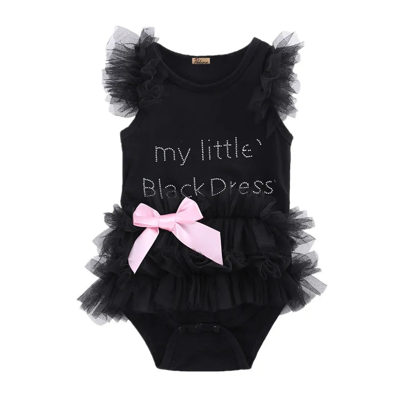 Infantil Baby Girls Bow Little Black Dress Fashion