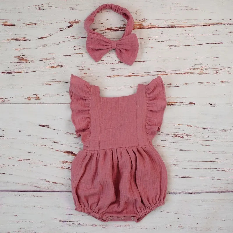 Organic Cotton Baby Girl Clothes Bodysuit Headband
