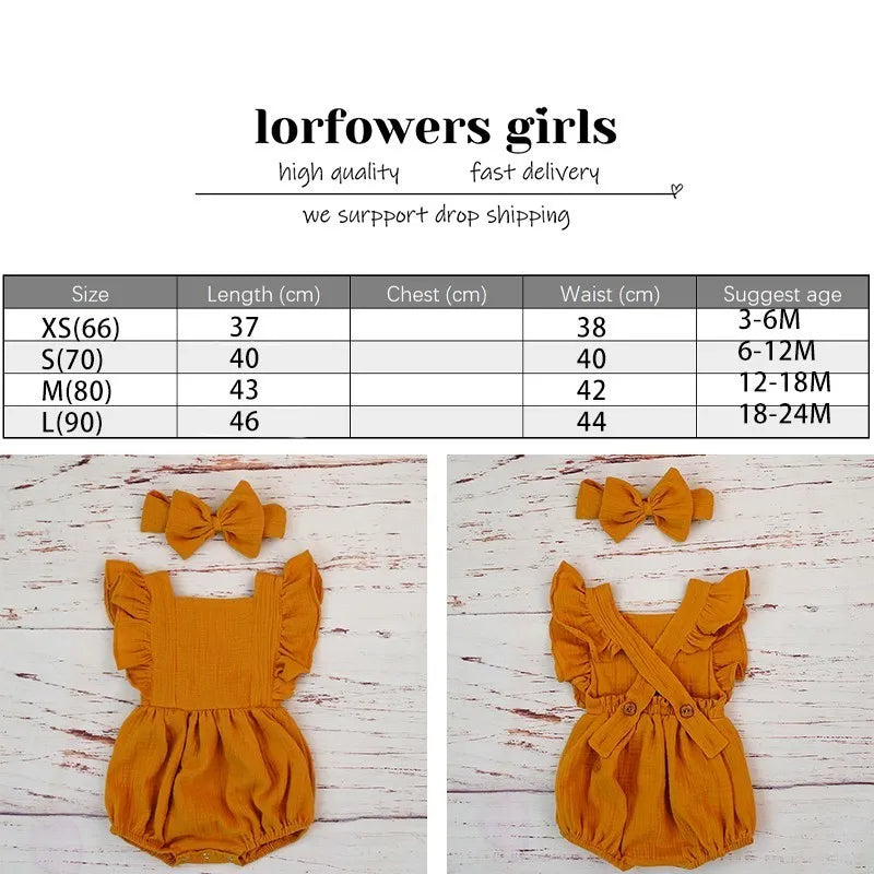 Organic Cotton Baby Girl Clothes Bodysuit Headband