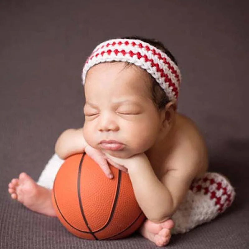 Basketball Newborn Baby Sweatband and Leg Warmers Set Crochet Sports Legwarmer Tube Socks Boy Photography Props Baby Cloth H226