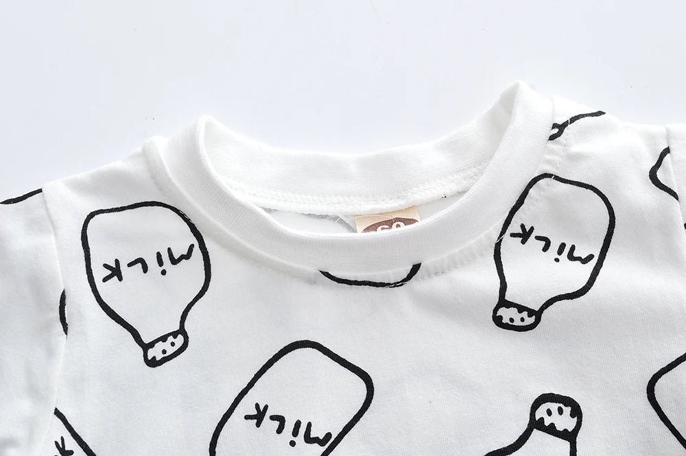 Newborn Baby White T-shirt Tops+Pants+Headband Cute 3Pcs Set