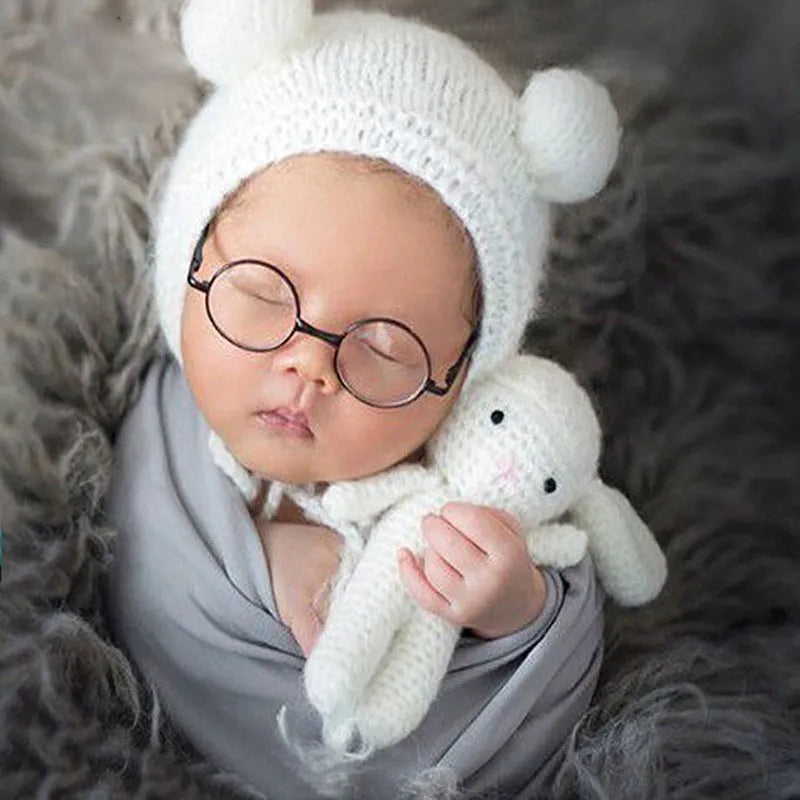 Baby Infant Knitting Crochet Rabbit Hat With Doll Outfits