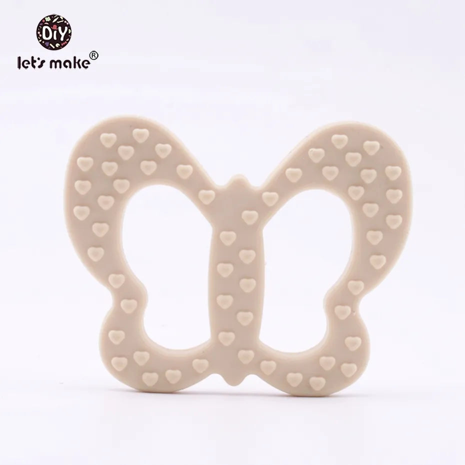 Let's Make Food Grade Silicone Butterfly Teether DIY Accessories Dummy Clip Rattles Pendant Nursing Necklace Charms Baby Teether