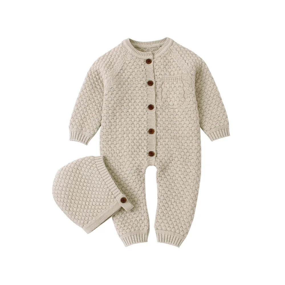 Baby Rompers Long Sleeve Infant Boys Girls Jumpsuits Clothes Autumn Solid Knitted Newborn Toddler Kids Overalls One Piece 0-18M