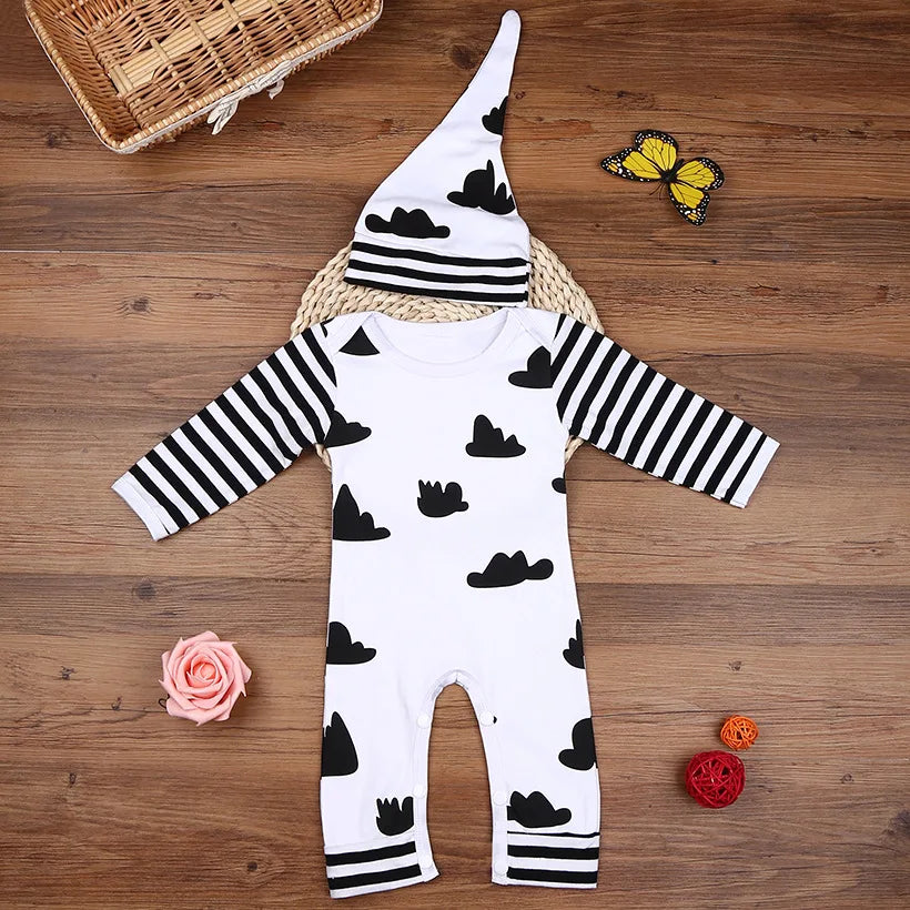 New Arrival Baby Boy Hat Suit Newborn Jumpsuits 100% Cotton