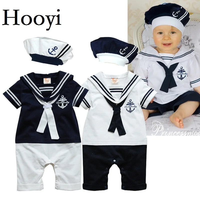 Baby Navy Sailor Newborn Clothes Baby Boys Jumpsuits100% Cotton