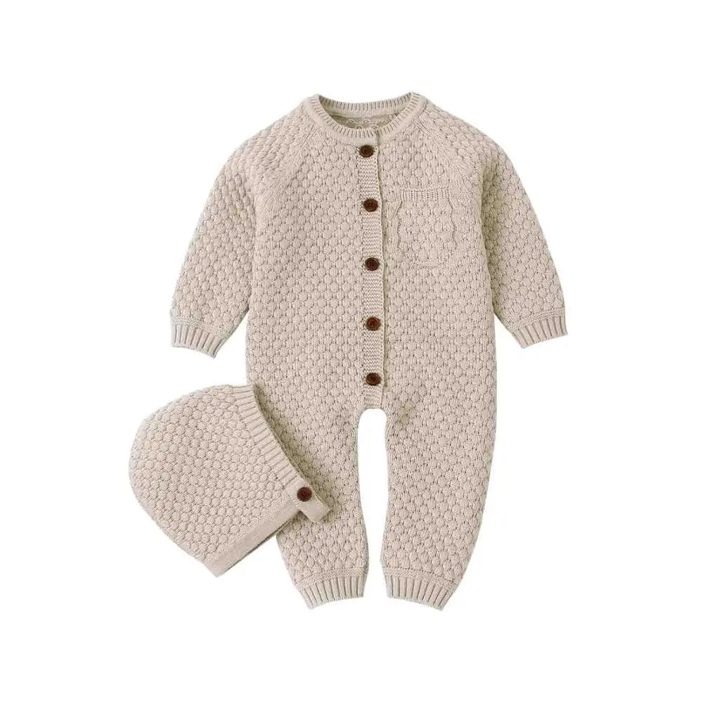 Baby Rompers Long Sleeve Infant Boys Girls Jumpsuits Clothes Autumn Solid Knitted Newborn Toddler Kids Overalls One Piece 0-18M