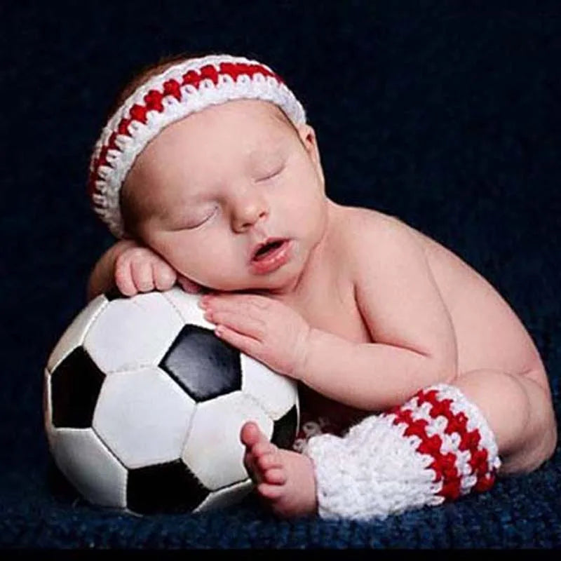 Basketball Newborn Baby Sweatband and Leg Warmers Set Crochet Sports Legwarmer Tube Socks Boy Photography Props Baby Cloth H226