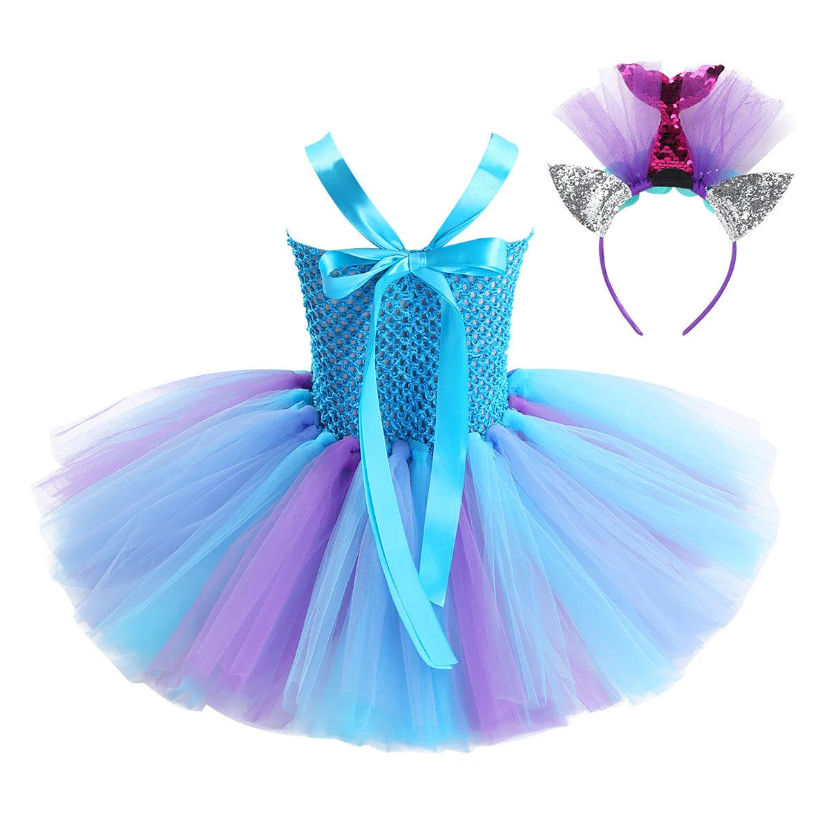 Princess Dress Up Mermaid Tulle Tutu Dresses With Headband