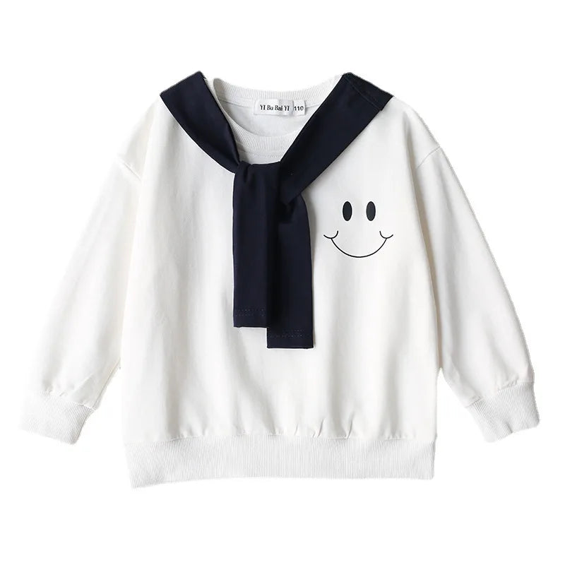 Spring Family Matching Outfits Mother Kids Father Son Navy Style Sweatershirt Mommy and Me Smile Long Sleeve Tops Family Look