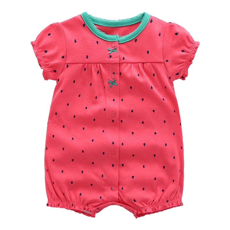 Summer 100% Cotton Newborn Infant Bodysuits 6-24