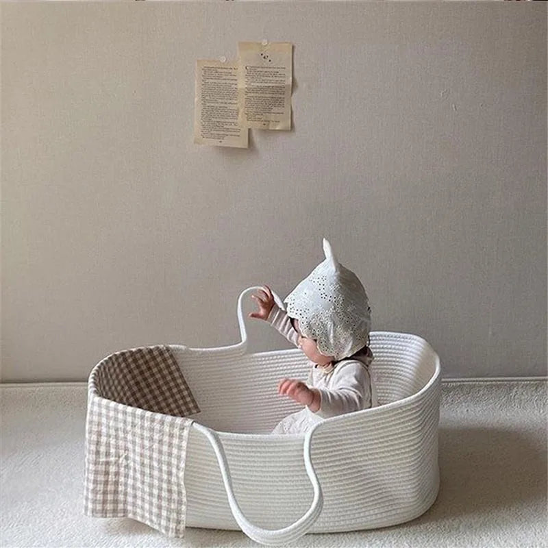 Cotton Rope Woven Baby Nest Basket Folding Portable