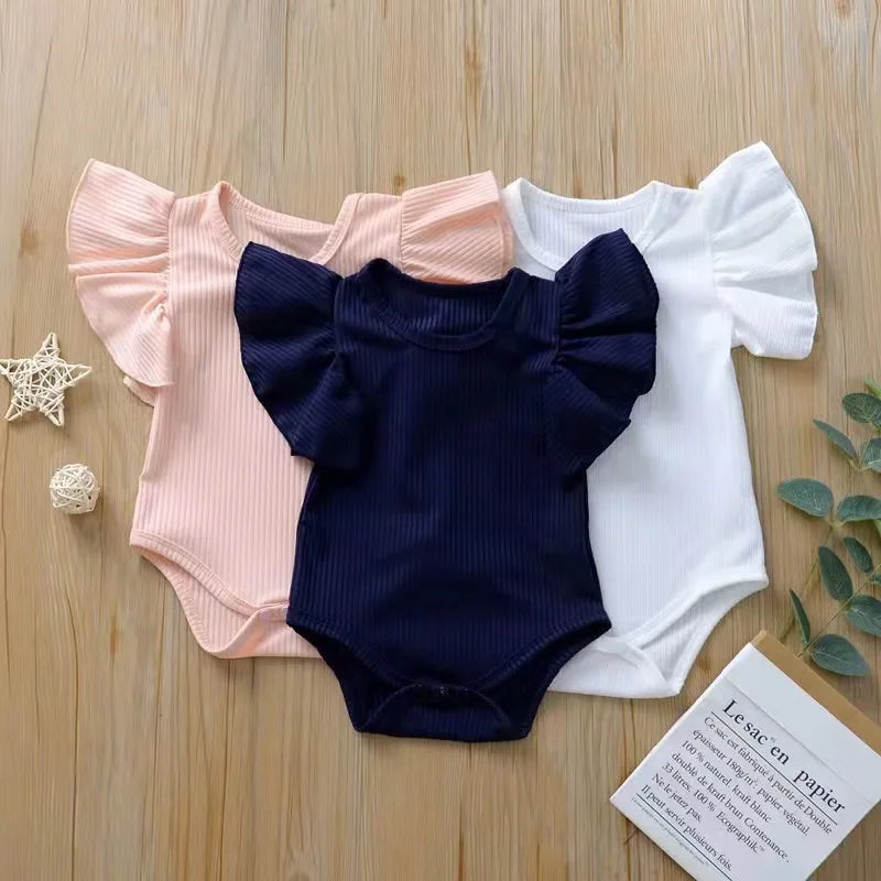 Newborn Baby Girl Solid  Bodysuit Summer