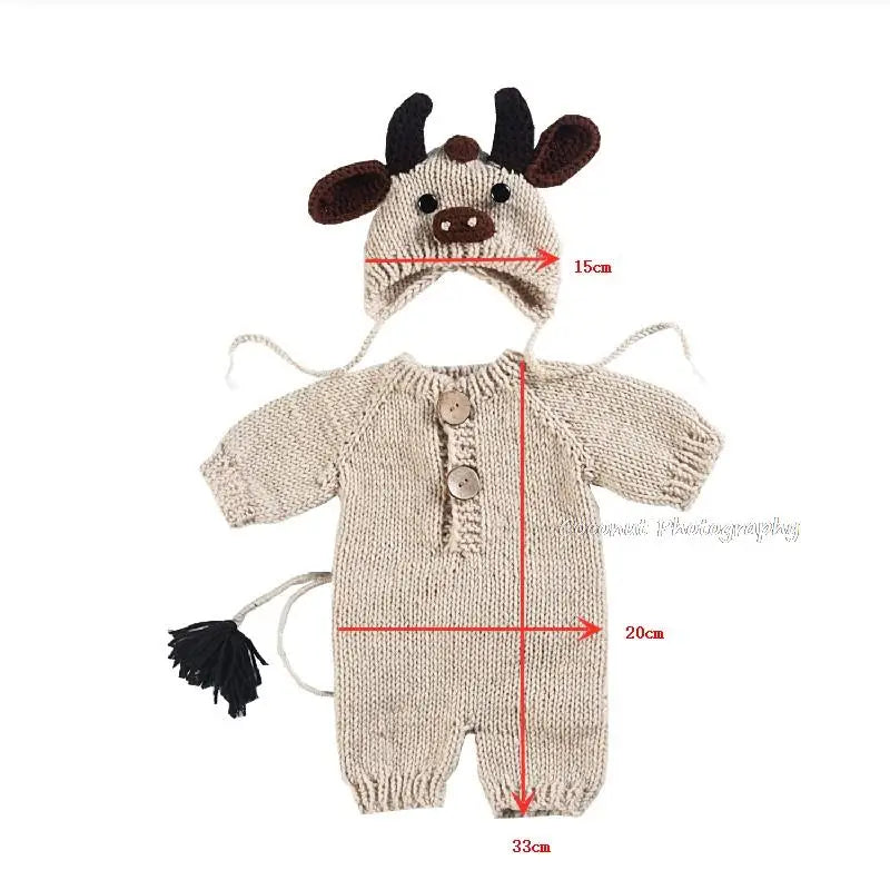 CoconutNewborn Photography Props calf costume ox year baby photo hat clothes photo studio props cute baby month photos