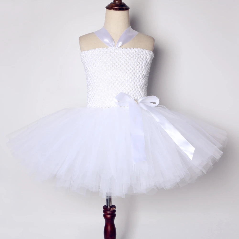 White Angel Tutu Costume for Fairy Cosplay Dress with Wings 1-14Y