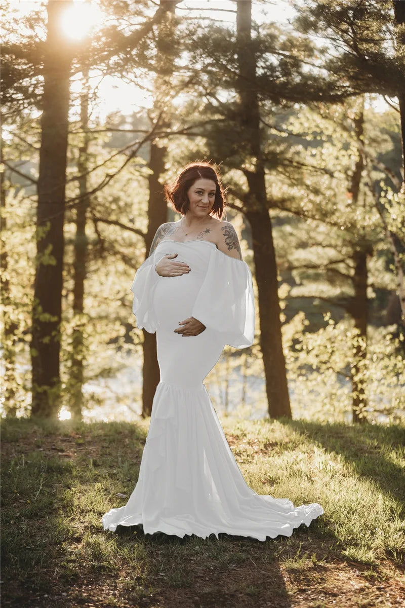 Sexy Shoulderless Maternity Dresses Ruffles