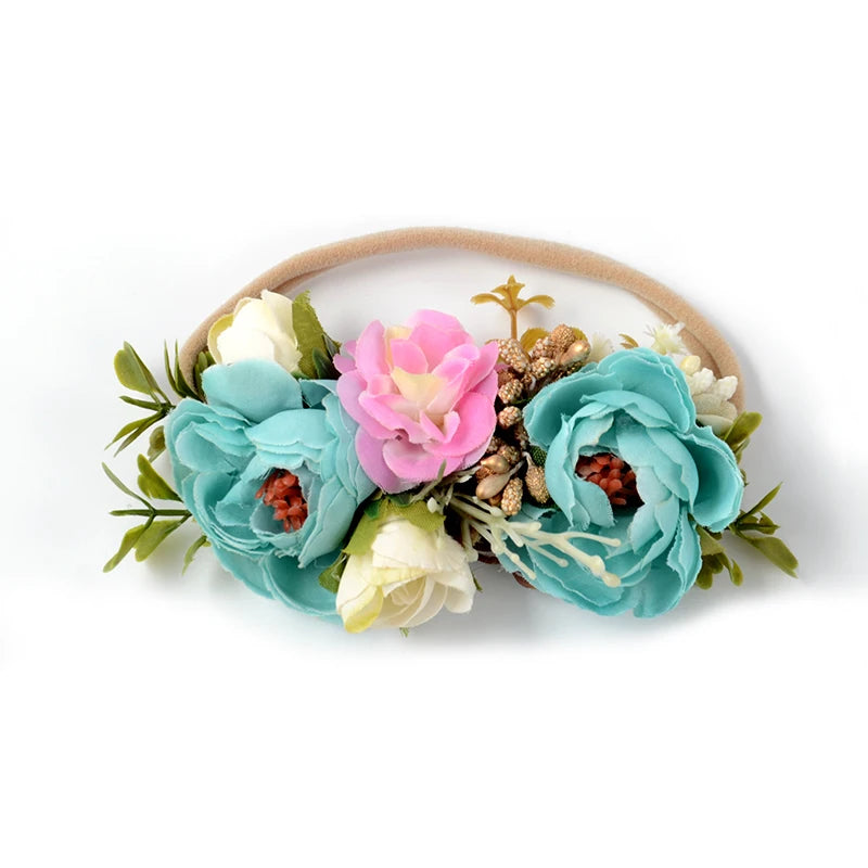 Baby Girl Headbands Nylon Floral Pearl Newborns Headband Princess