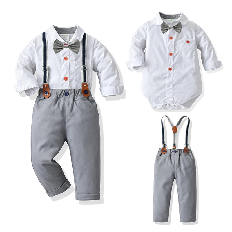 New Baby Suits Baby Boy Clothes Romper+ Suspenders Pants 2Pcs