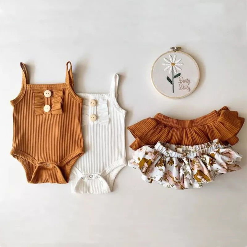 New Summer Baby Cotton Skirt Suit Lace Wear