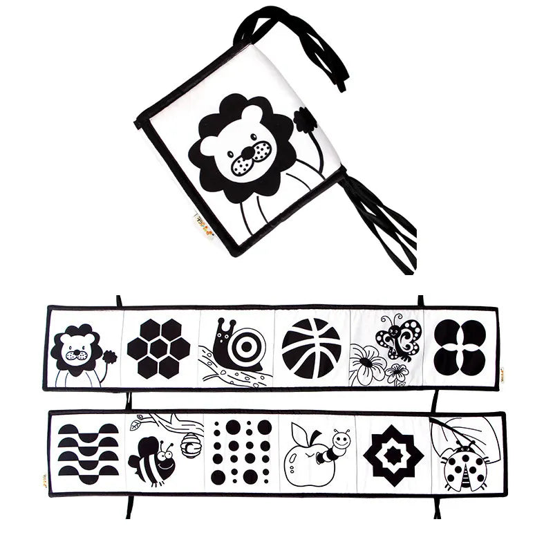 Baby Book Black and White Books for Newborn Babies Bed Crib Bumper Sensory Cloth Book Montessori High Contrast Baby Toys 0 12 M