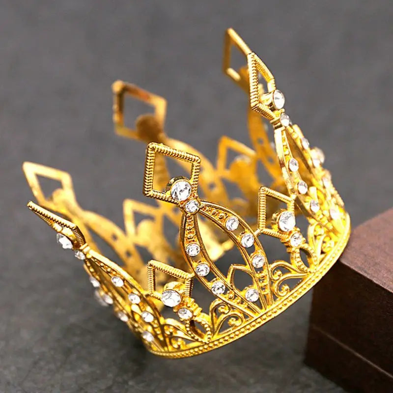 Newborn Princess Tiara Baby Golden Crown + Rhines