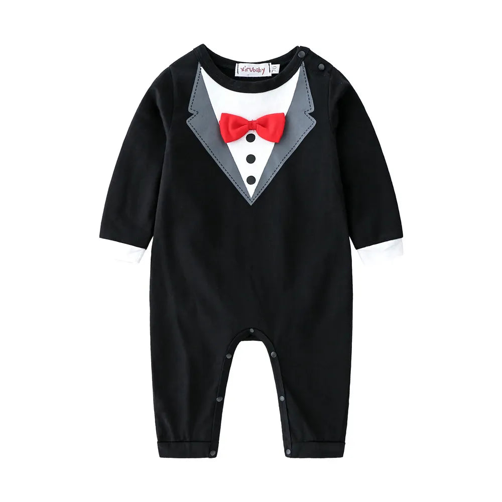 Baby boy Clothes Cotton Soft Long Rompers White/ Black