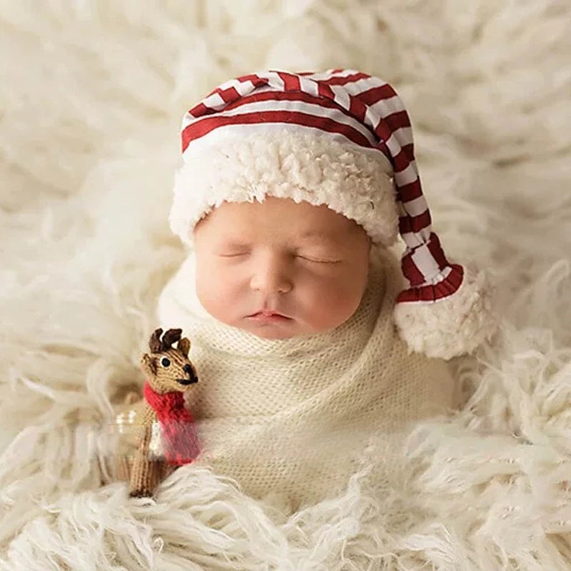 Newborn Photography Props Infants Photo Shooting Costume Christmas Outfits Baby Infants Stripe Crochet Hat+Shorts Set