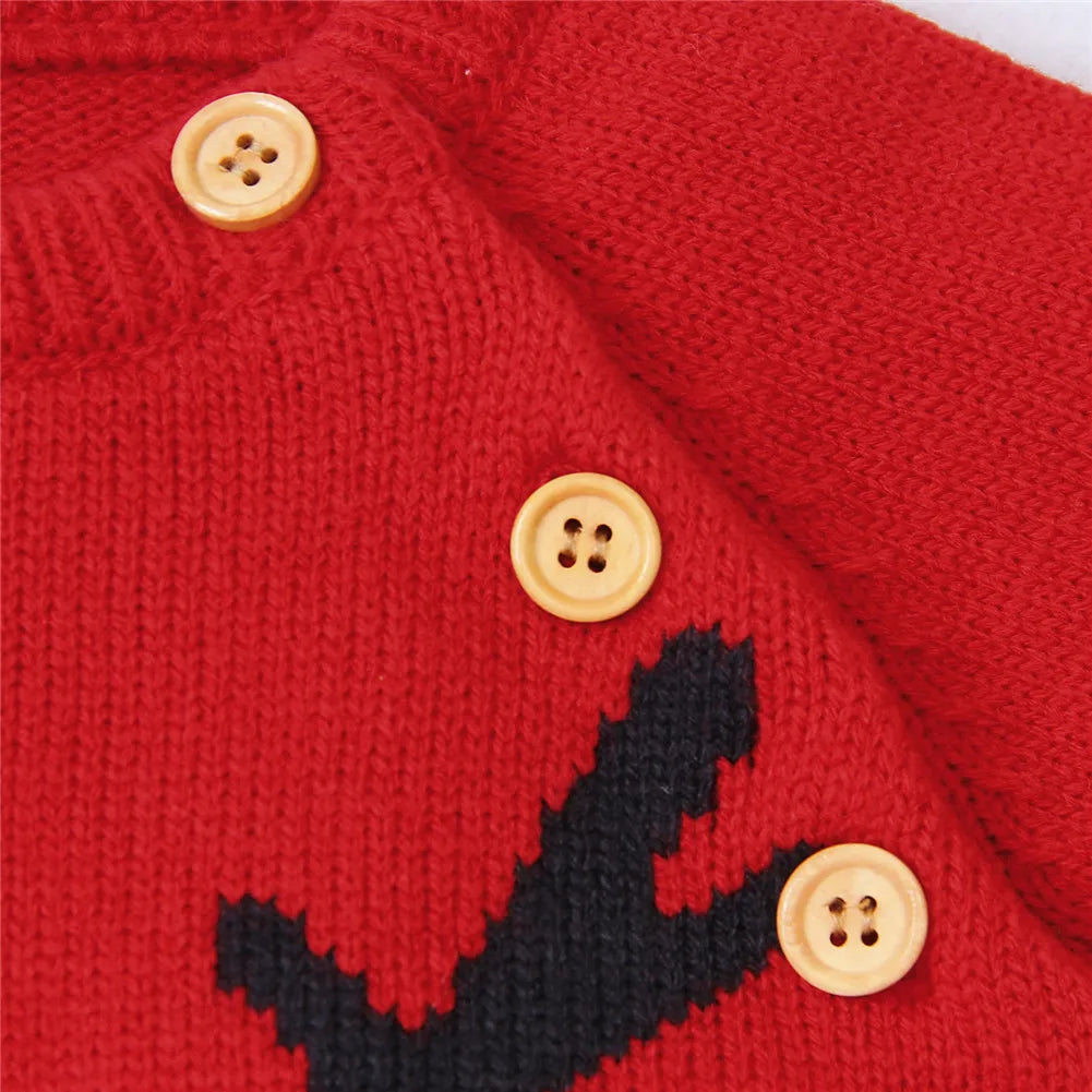 Newborn Winter Christmas Clothes Reindeer Jumpsuit for Baby 3-18 Months
