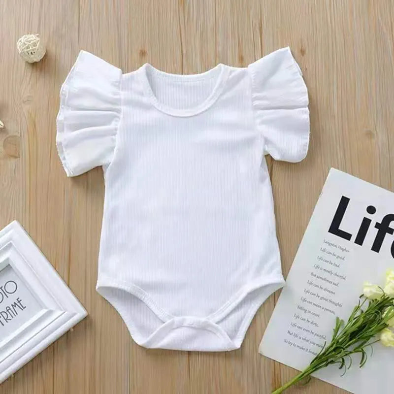 Newborn Baby Girl Solid  Bodysuit Summer