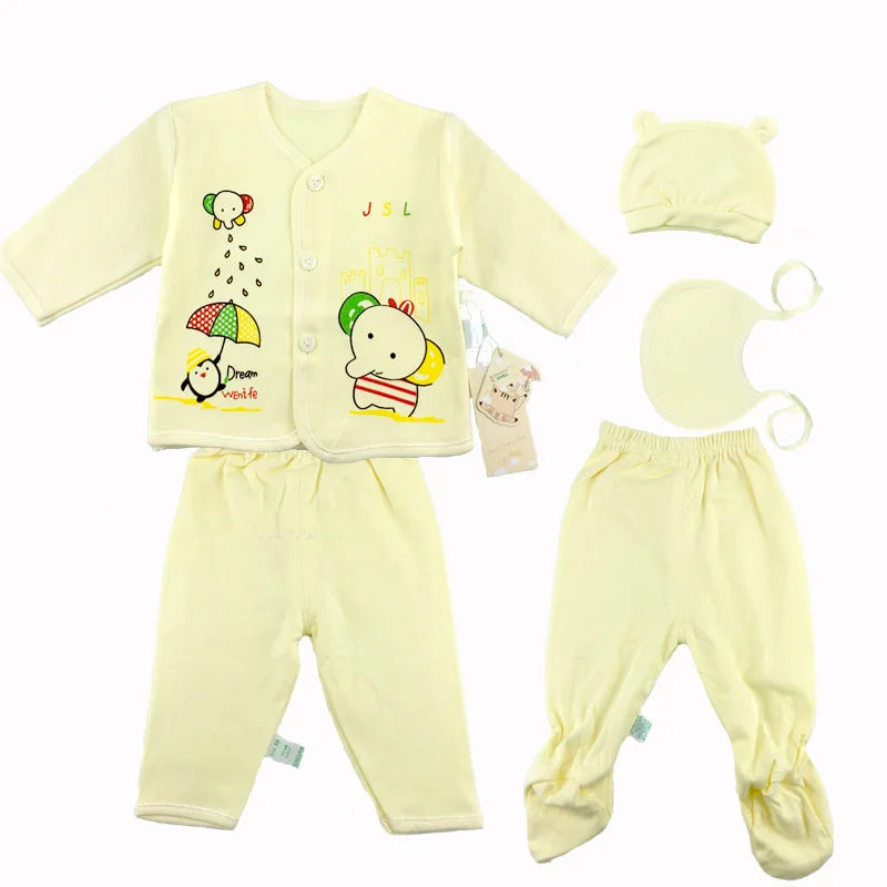Newborn Baby Set ( 5pcs/set) Clothes Infant Bib Hat Suit 20 Styles
