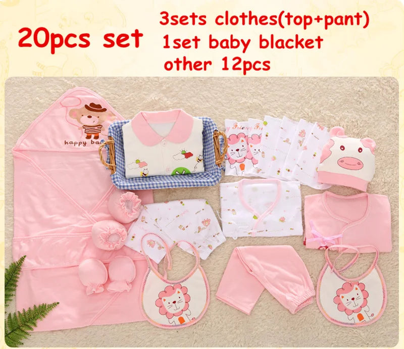 Baby Clothes Set For Newborn Bibs Cap Socks Blanket Cotton
