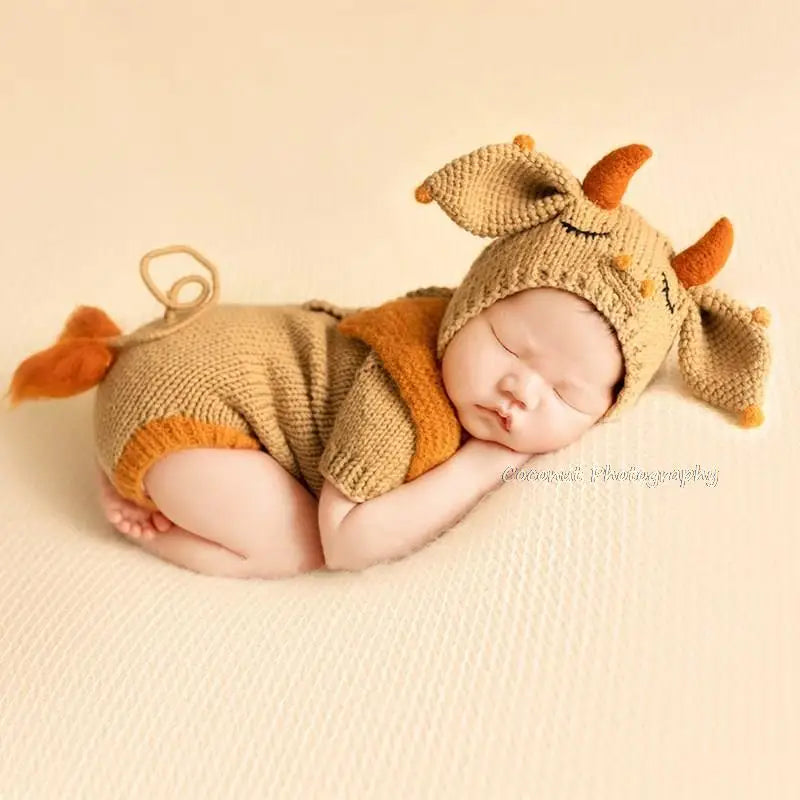 CoconutNewborn Photography Props calf costume ox year baby photo hat clothes photo studio props cute baby month photos